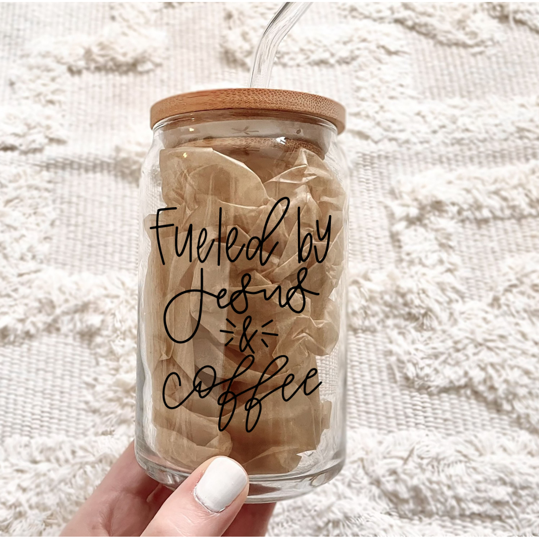 Fueled by Jesus And Coffee Can Glass