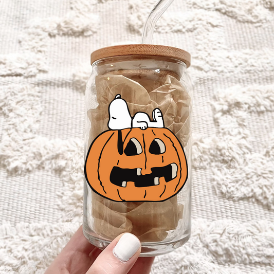 Snoopy Pumpkin Can Glass
