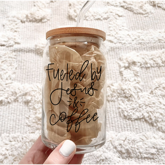 Fueled by Jesus And Coffee Can Glass