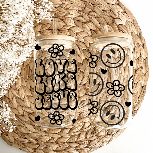 Love Like Jesus Groovy Can Glass