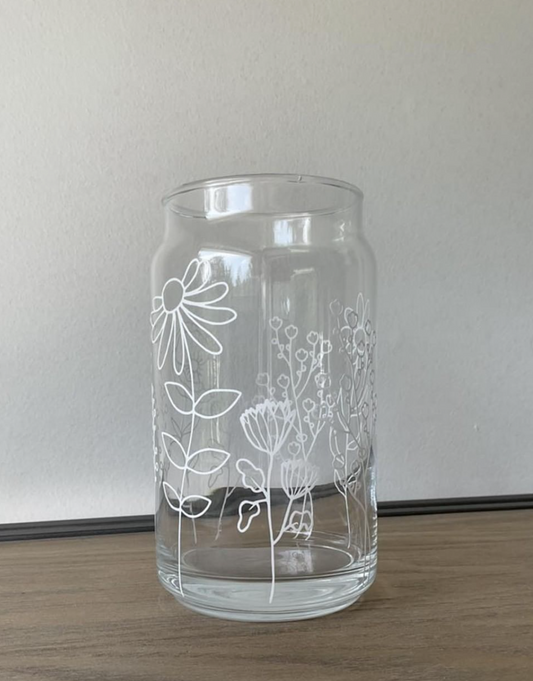 Wildflower Glass Can