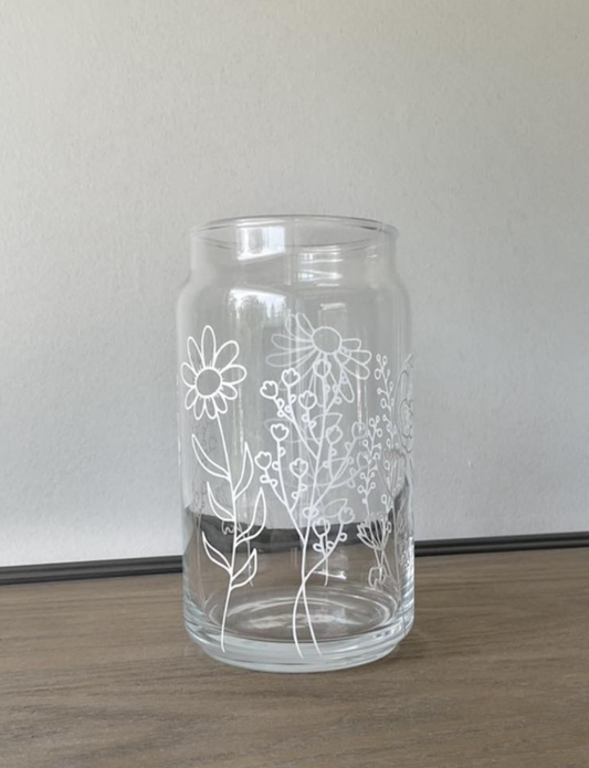 Wildflower Glass Can