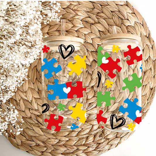 Autism Puzzle Can Glass